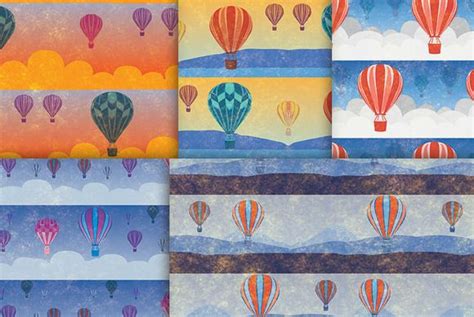 Hot Air Balloon Digital Paper Hot Air Balloon Paper Balloons Digital Paper
