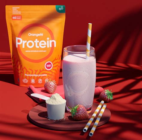 Orangefit Proteïne Poeder Vegan Proteïne Shake Aardbei 450 Gram