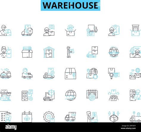 Conjunto de iconos lineales de almacén Logística Distribución