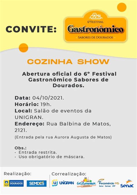 Senac Realiza Aula Show Em Festival Gastronômico De Dourados Agorams