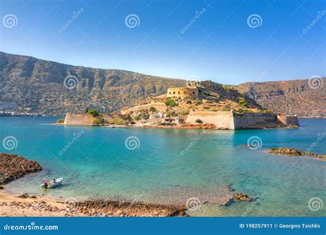 View of the Island of Spinalonga Island, Elounda, Crete, Greece. Stock ...