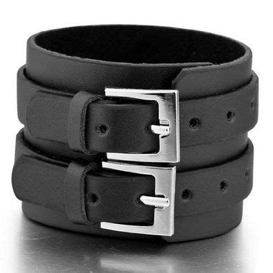 Inblue Men S Alloy Genuine Leather Bracelet Bangle Cuff Silver Tone