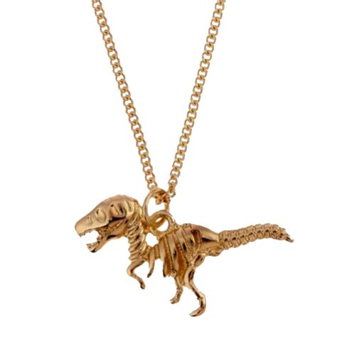 Dainty Dinosaur Necklace Small Gold T Rex Skeleton Pendant