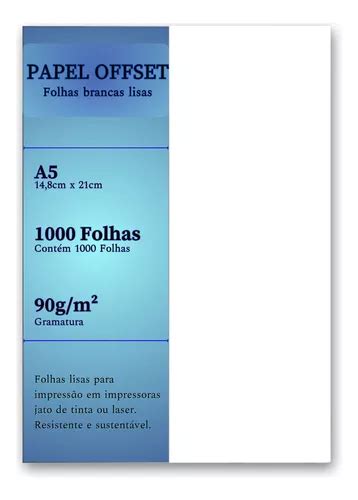 Papel Offset A5 Branco 1000 Folhas Sulfite 90g 21x14 8cm MercadoLivre