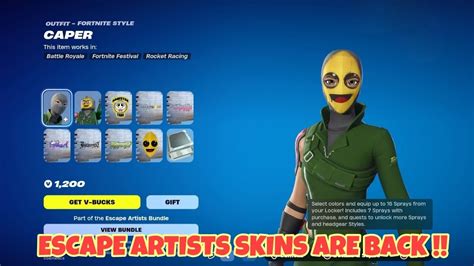 The Escape Artists Skins Are Back Fortnite Item Shop Youtube