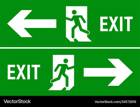 Emergency Fire Exit Sign Evacuation Escape Vector Image