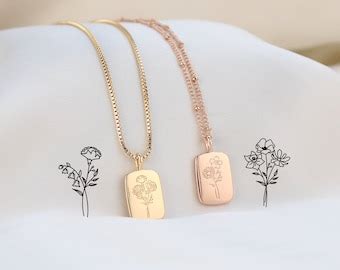 Zodiac Birth Flowers Constellations Necklace Dainty Gold Tarot Card