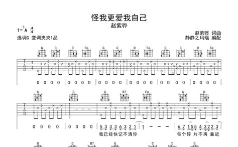 怪我更爱我自己吉他谱 赵紫骅 G调吉他弹唱谱 琴谱网