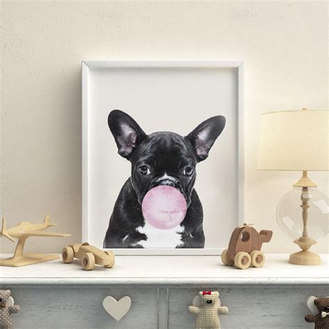 French Bulldog Wall Art - Pink Bubblegum - 10 Sizes