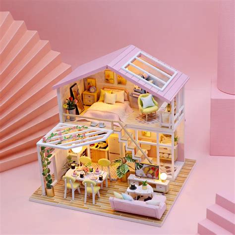 Cutebee Diy Dollhouse Tr Dockhus Miniatyr Doll House M Bler Kit Casa