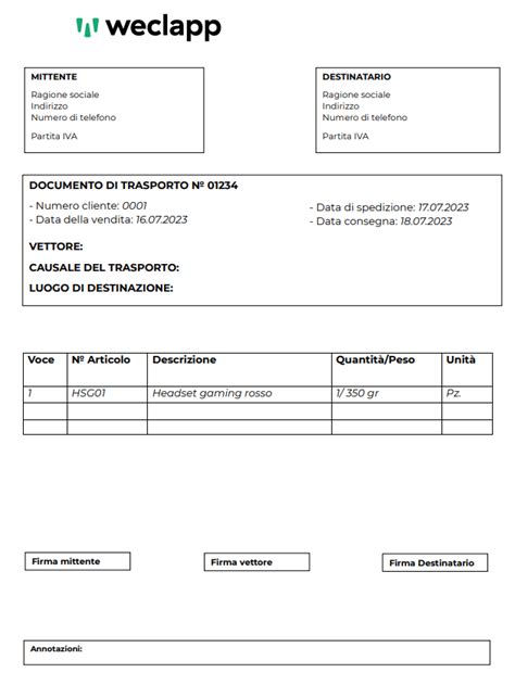 Documento Di Trasporto Spiegato Facile Weclapp