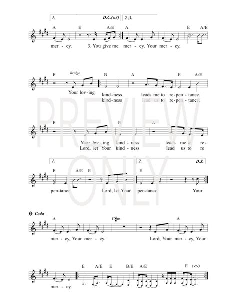 Your Mercy Lead Sheet, Lyrics, & Chords | Paul Baloche | WorshipHouse Media