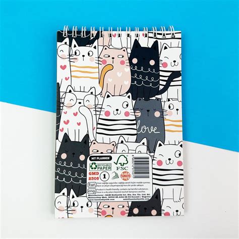 Sevimli Kedi Spiralli Defter