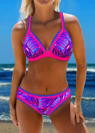 Rotita Tie Back Hot Stamping Bikini Set Rotita Usd