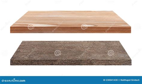 Wooden Shelves Isolated On White Background Wood Texture Place The