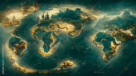 The Map Of The Lost City Of Atlantis Stock Illustration Adobe Stock