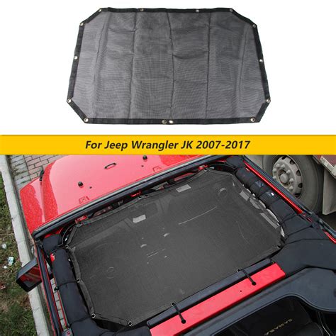 CheroCar Sunshade Windshield Visor Sun Shade Mesh Bikini Top For Jeep Wrangler JK 2007 2017