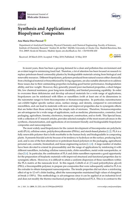 (PDF) Synthesis and Applications of Biopolymer Composites