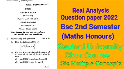 Real Analysis Question Paper 2022 L Maths Honours L Bsc 2nd Sem L