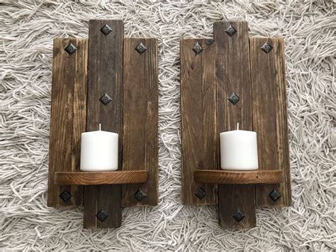 Rustic Handmade Candle Holder Wall Decor Art Hanging Farmhouse Etsy