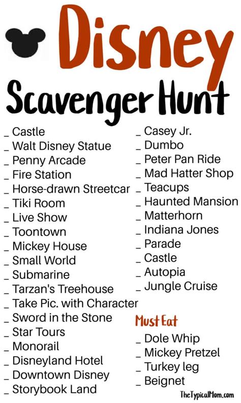 Free Disney Scavenger Hunt Disneyland Scavenger Hunt Pdf