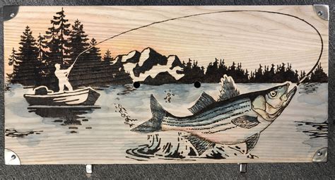 Pyrography Wood Burning And Watercolor Fishing Tackle Box Rockfish