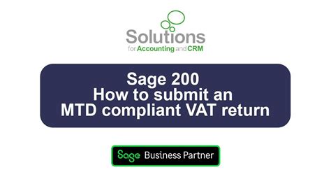 Sage 200 How To Submit An MTD Compliant VAT Return YouTube