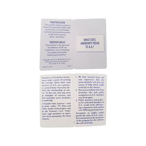 Aa Wallet Size Cards Alcoholics Anonymous Literature