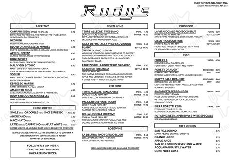 Menu at Rudy's Pizza Napoletana - Peter Street pub & bar, Manchester ...