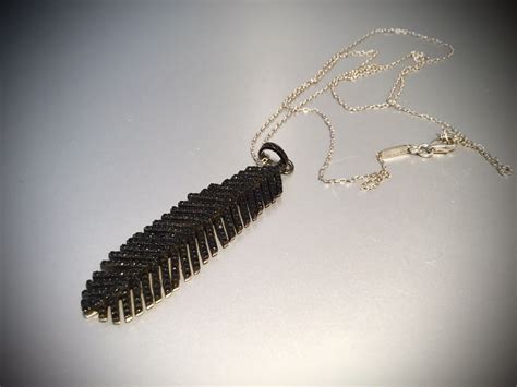 Nwt Adornia Sterling Silver Pave Black Spinel Feather Pendant Necklace