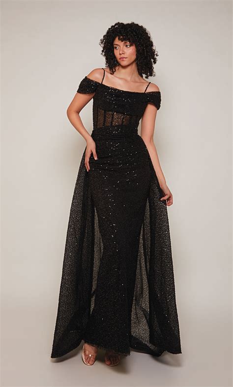 Formal Dress: 7101. Long, Off The Shoulder, Straight, Open Back | Alyce
