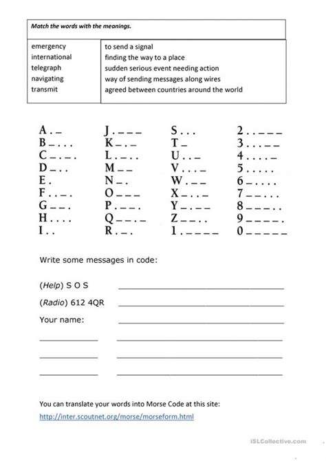 Free Printable Morse Code Worksheet