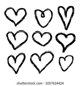 Set Nine Hand Drawn Heart Handdrawn Stock Vector Royalty Free