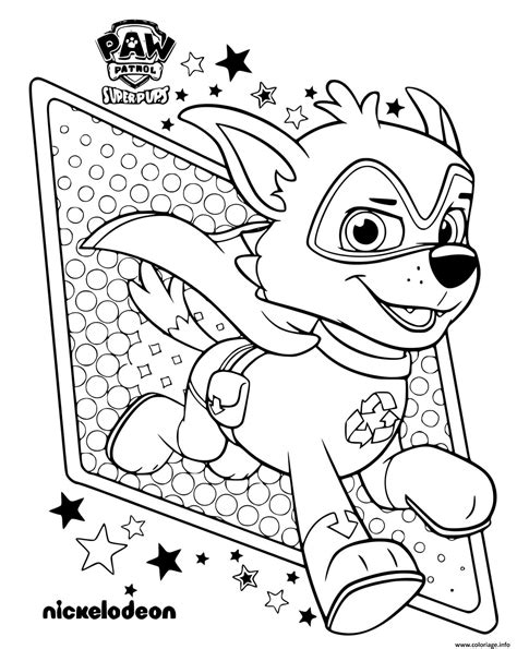 Coloriage Paw Patrol Mighty Pups Chase Dessin Paw Patrol à Imprimer