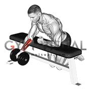 Dumbbell Over Bench One Arm Reverse Wrist Curl