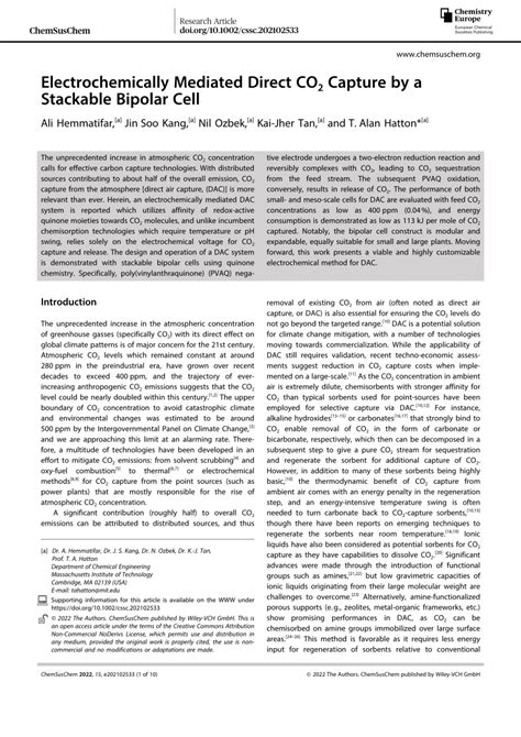 Pdf Electrochemically Mediated Direct Co Capture By A Stackable