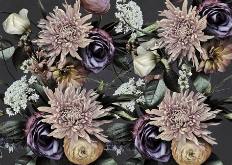 Dark Floral Bouquet Wallpaper | Buy Online at Happywall