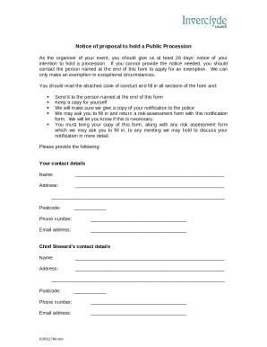 Notice Of Proposal To Hold A Public Procession Doc Template Pdffiller