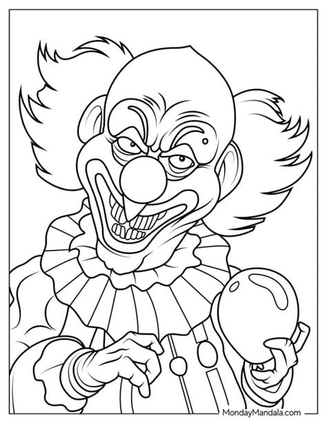 Scary Clown Face Coloring Pages