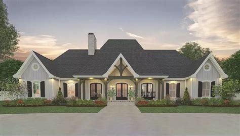 One Story French Farmhouse Style House Plan 9896 French Farmhouse