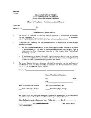 Fillable Online Scc Virginia Form E Virginia State Corporation