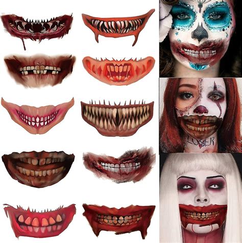 Temporary Tattooshalloween Tattoos Stickers Horror Clown Scars Sticker