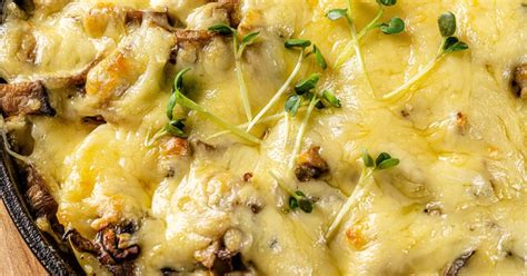 Gratin de champignon et boeuf au fromage à raclette Marie Claire