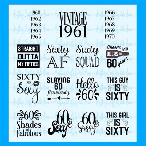 Sixty Birthday Digital Svg Pack Vintage 1961 Sixty And Etsy