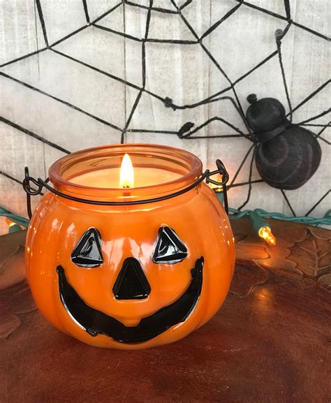 Halloween Candle Halloween Decor Pumpkin Candle Halloween Soy Etsy