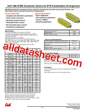 3401 080 Datasheet PDF C K Components