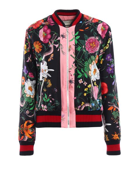 Bombers Gucci Flora Snake Print Silk Bomber 460787zip599023