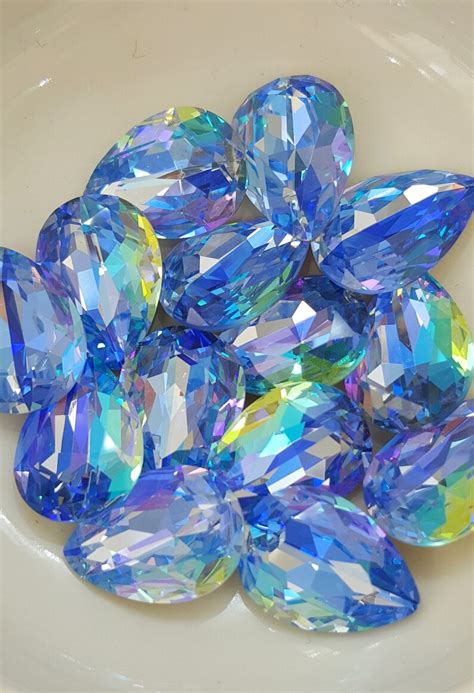 5 Pcs Duo Color Crystal Drop Faceted Rhinestones 13x18 Mm Etsy