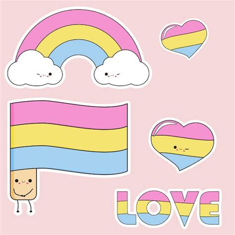 Bandera Del Arco Iris Amor Corazones Arco Iris Lgbt Pansexual