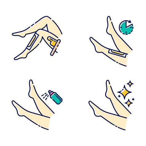 Leg Waxing Beige Color Icons Set Shin Hair Removal With Natural Cold Hot Wax Process Female